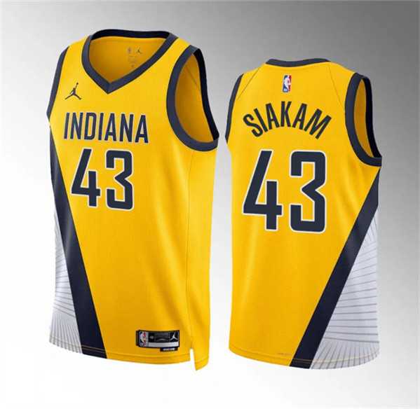 Men%27s Indiana Pacers #43 Pascal Siakam Yelllow Statement Edition Stitched Basketball Jersey Dzhi